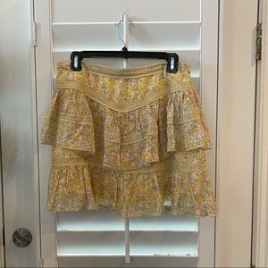 Love Sam Ruffle Skirt, Floral Yellow, Size Small